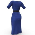 bow belt blue midi female dress 3d model