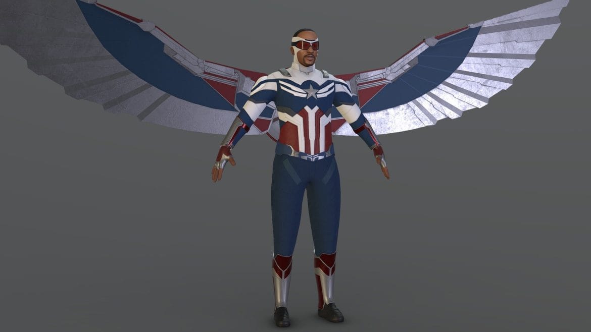 captain america sam wilson 3d model