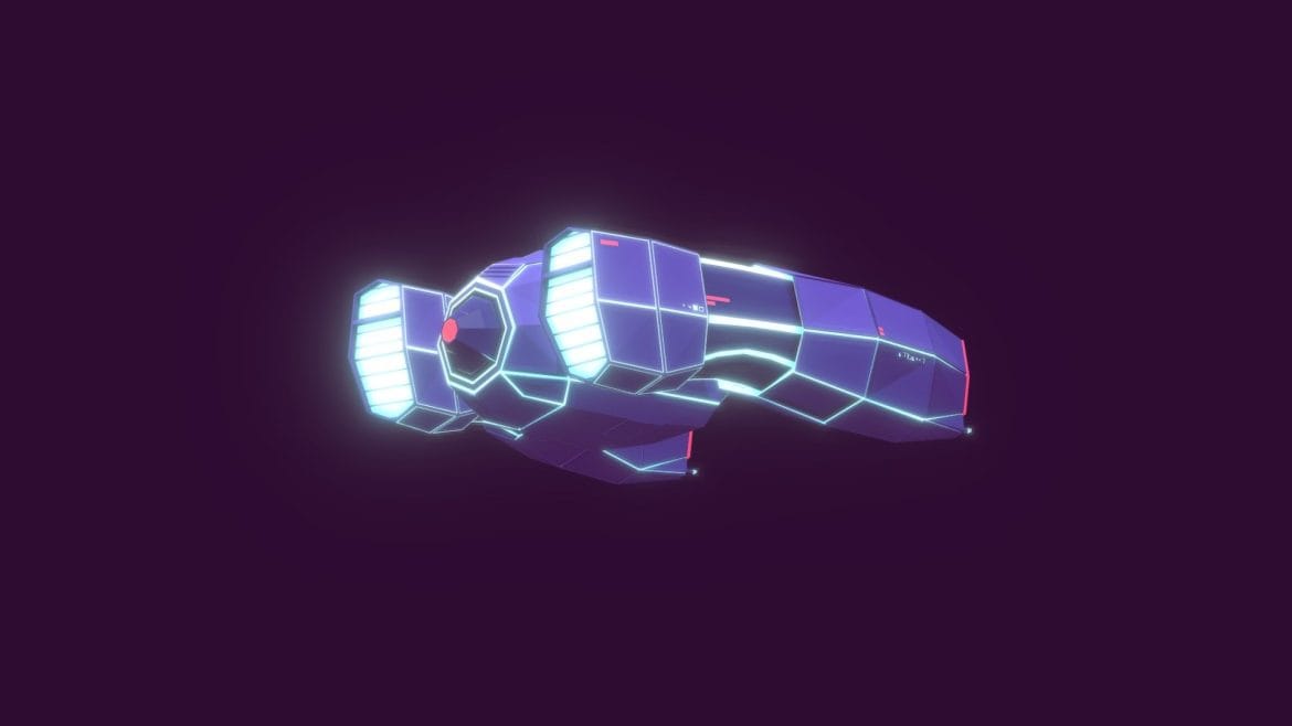 cartoon low poly sci fi spaceship 3d model