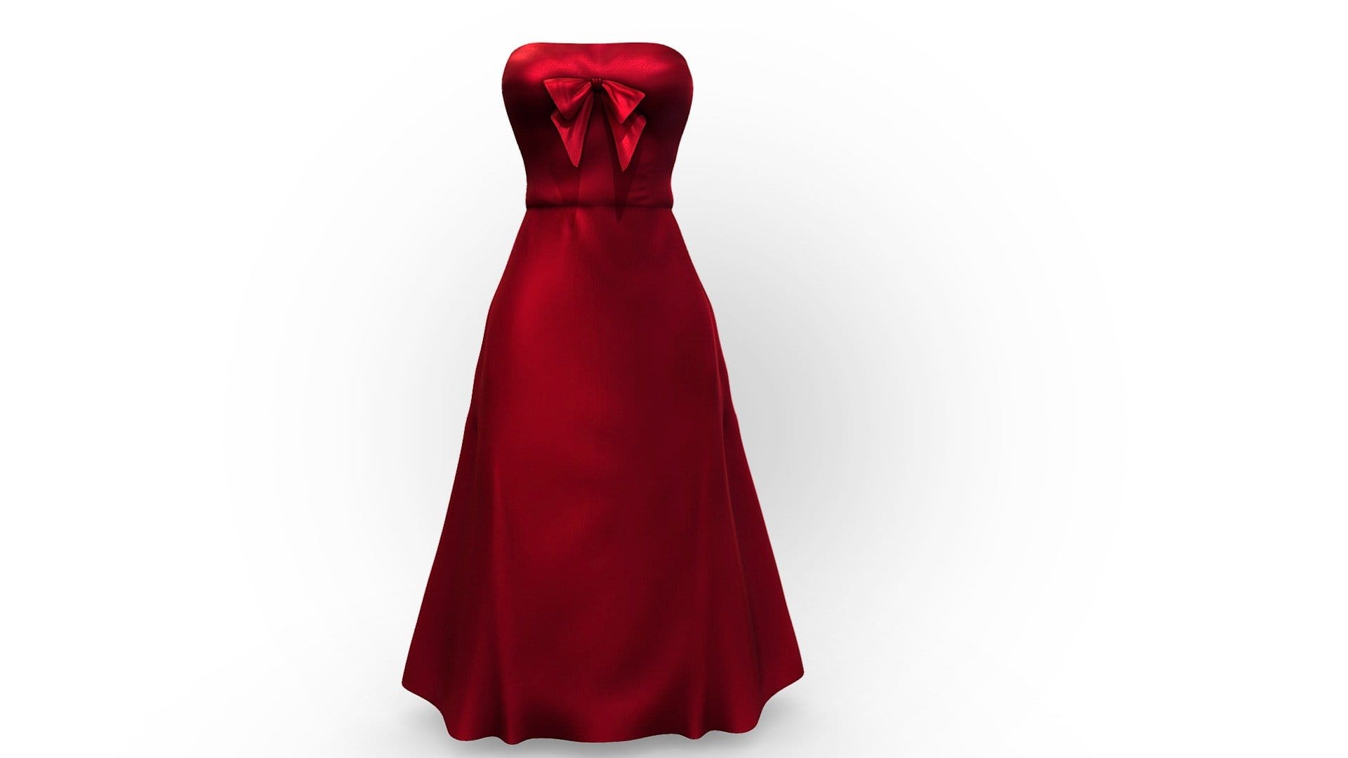 Chest Bow Straless Female Red Dress