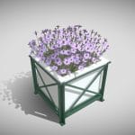City Flower Pot Violet Flowers