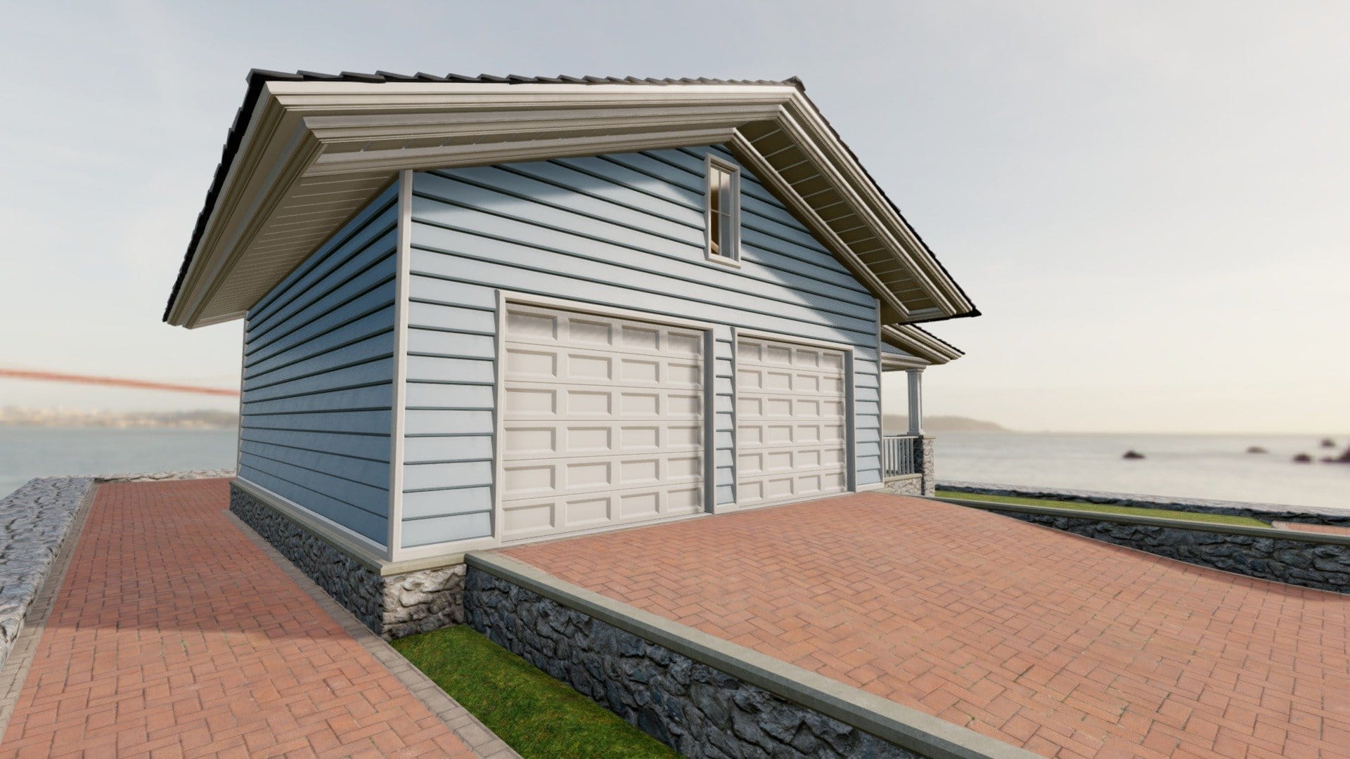 Classic style porch house garage only
