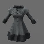 closed front winter coat with cape 3d model