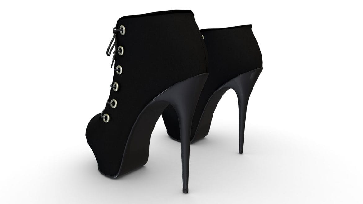 closed toe lace up high heel shooes 3d model