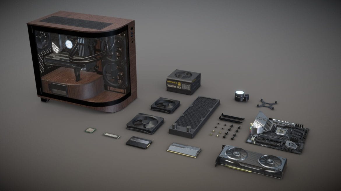 computer parts built pc 3d model