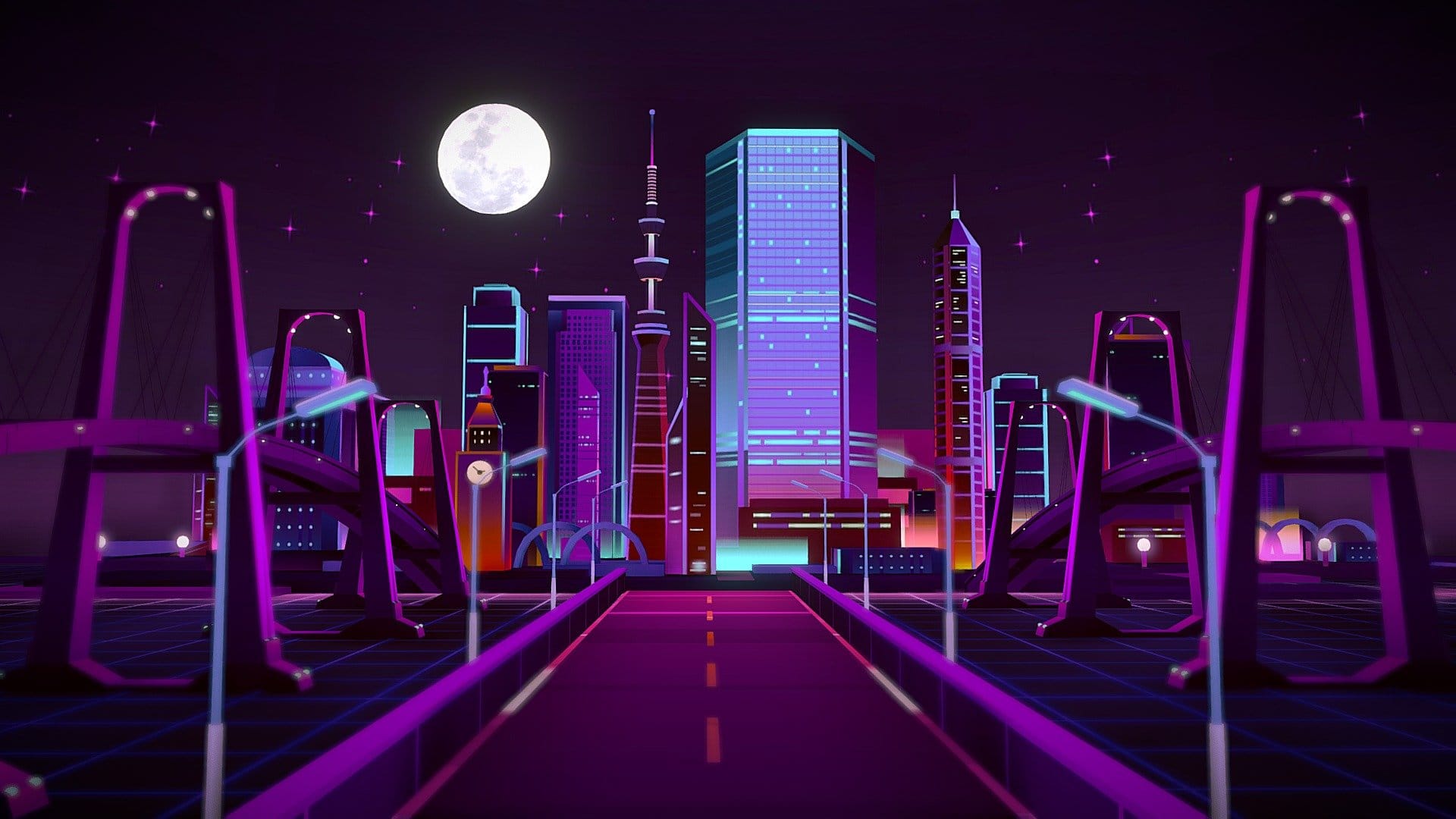 CYBER PUNK NIGHT CITY LOWPOLY LIFE BUILDINGS FBX