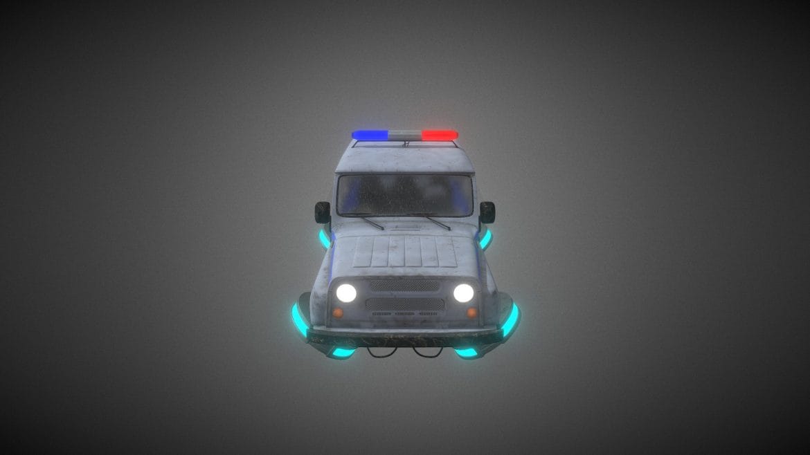 cyberpunk car russian police uaz 3d model