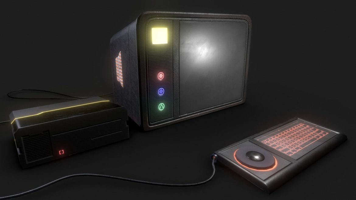 cyberpunk computer low poly 3d model