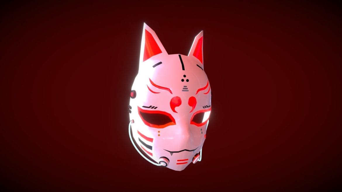 cyberpunk kitsune mask 3d model