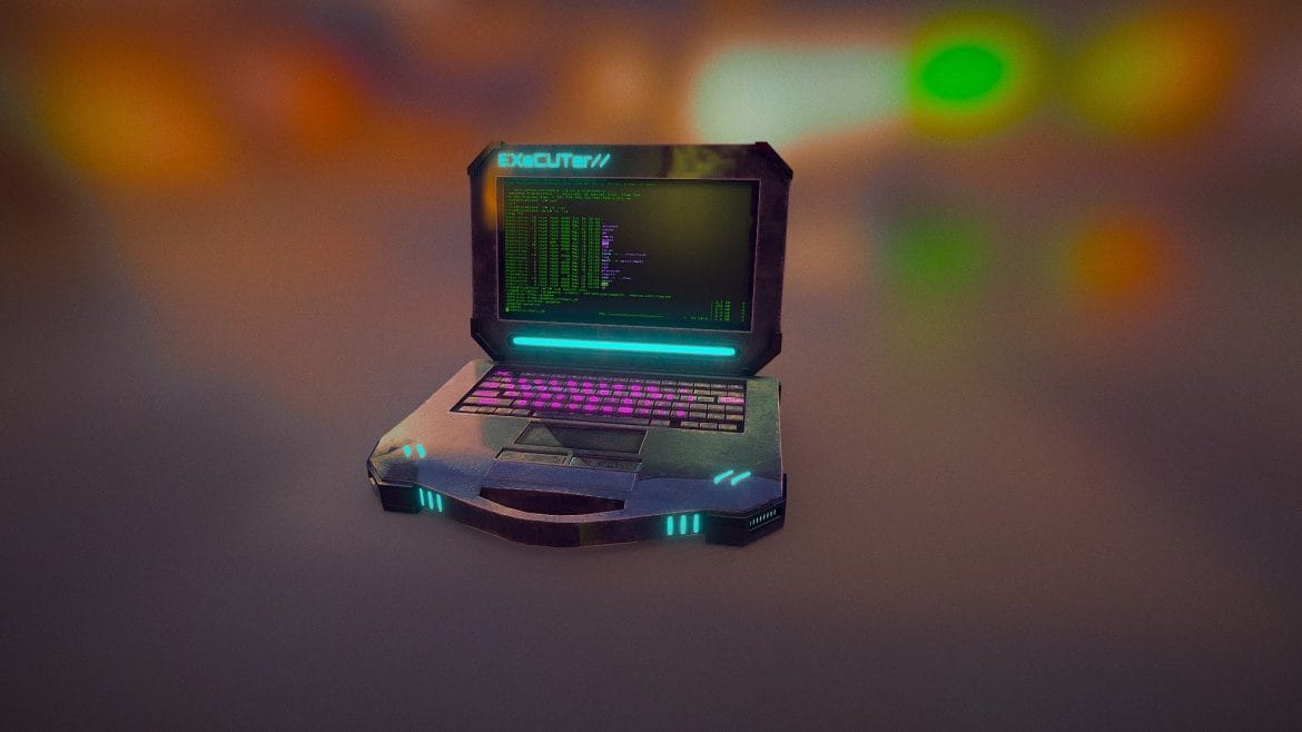 cyberpunk laptop pbr game ready 3d model