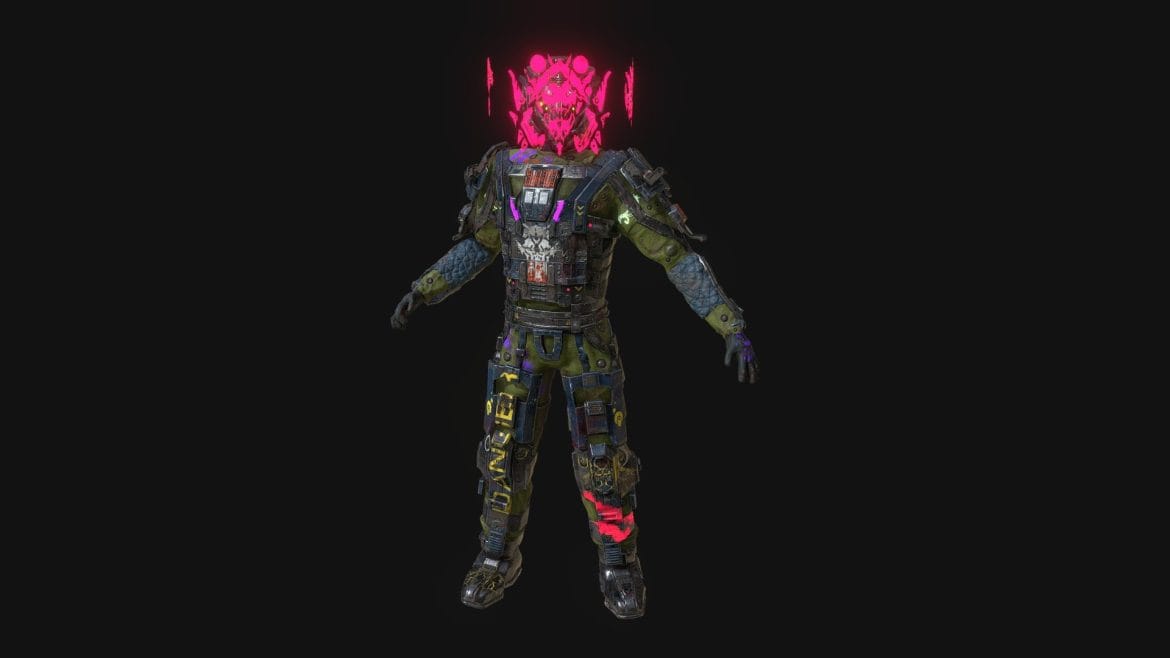cyberpunk slum soldier character rigged low poly 3d model