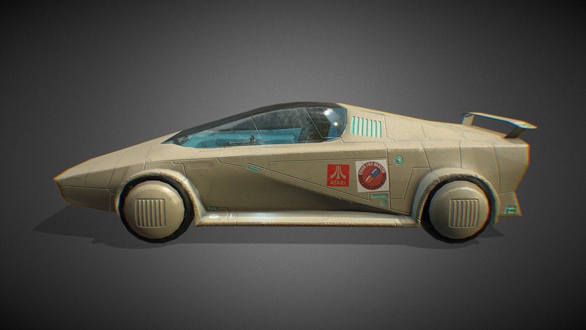 cyberpunk sportcar with interiors 3d model
