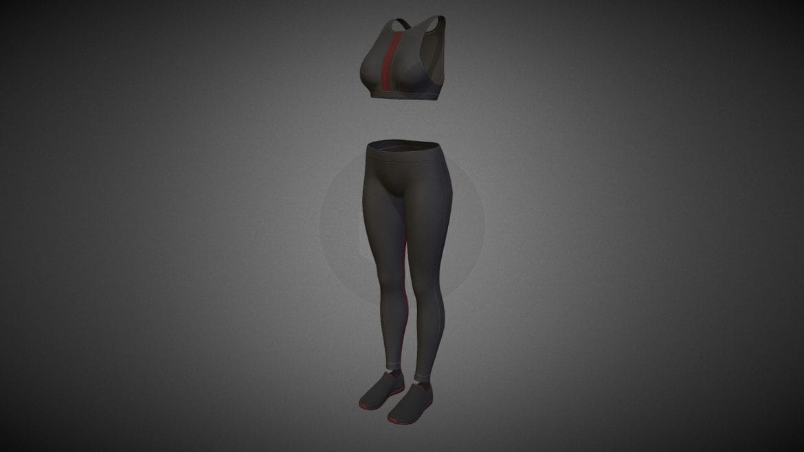 cyberpunk sports activewear black and red 3d model