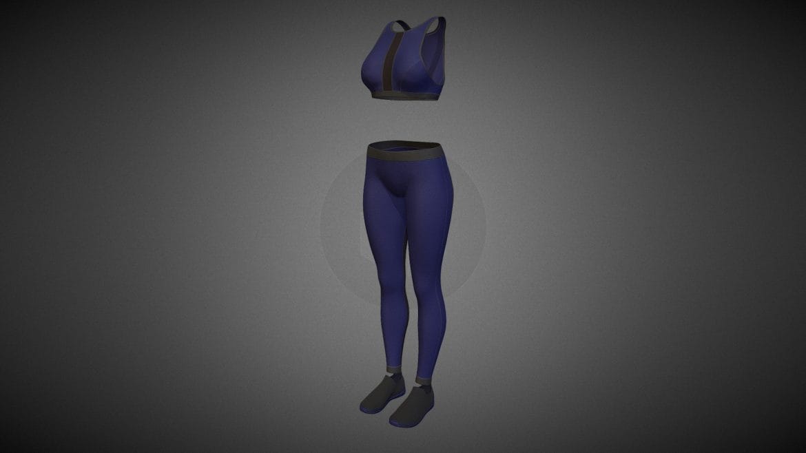 cyberpunk sports activewear blue and black 3d model