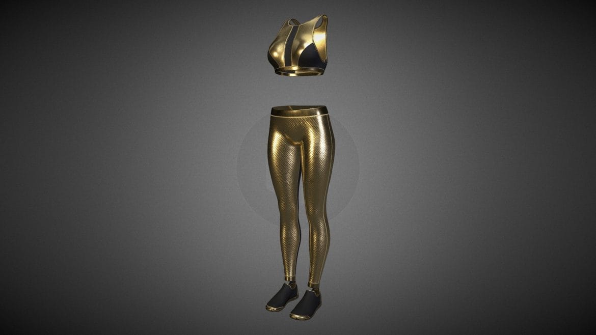 cyberpunk sports activewear gold and black 3d model