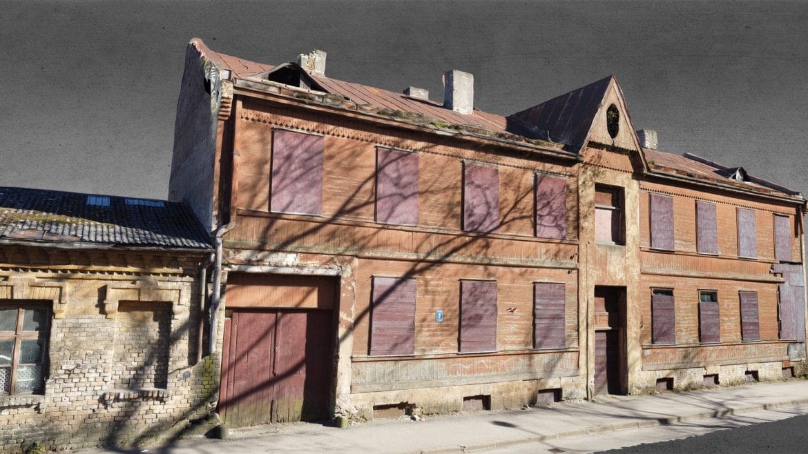 facade wooden building old 3d model