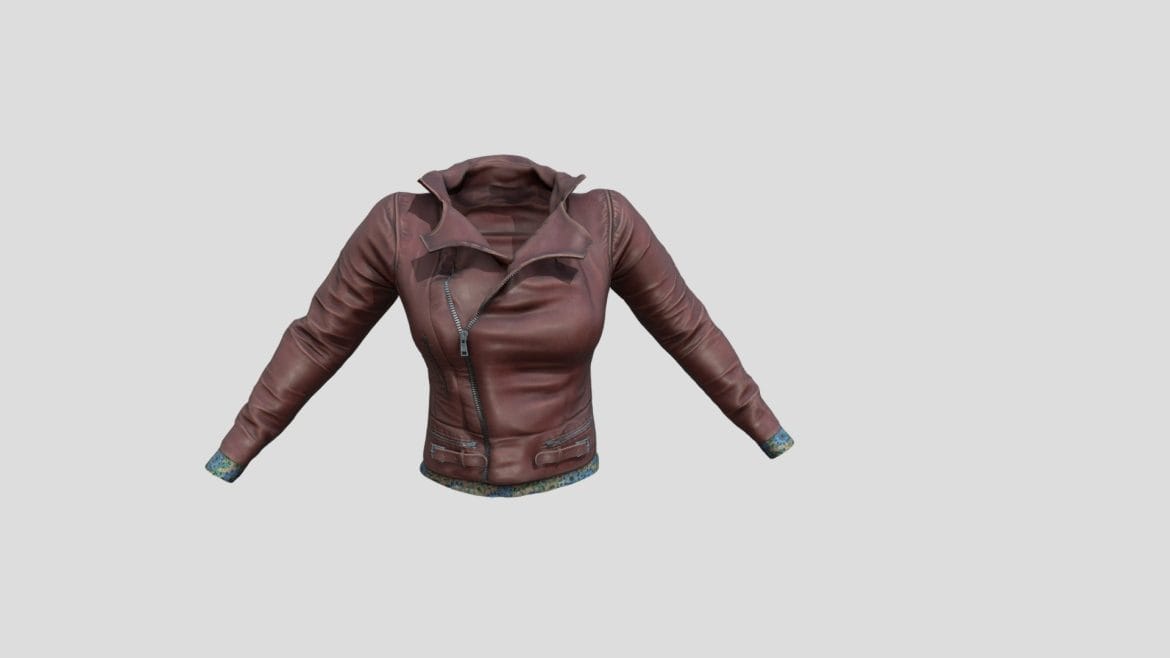 female brown leather jacket fashion biker 3d model