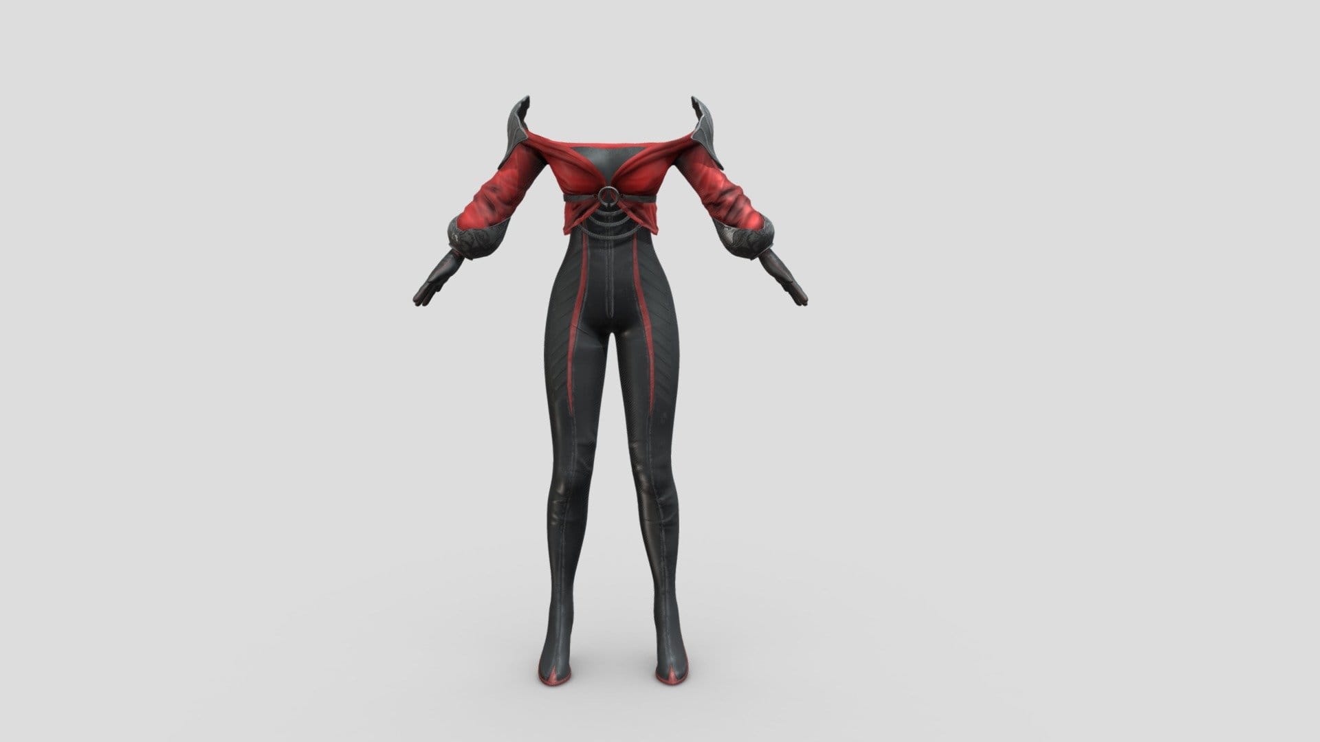 Female Crimson Black Warrior Armour Bodysuit