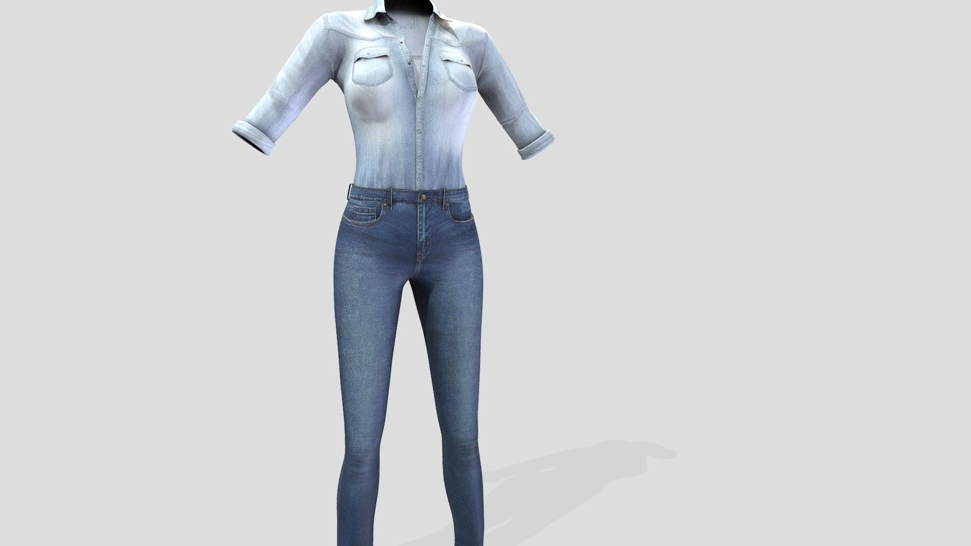 Female Denim On Denim Outfit