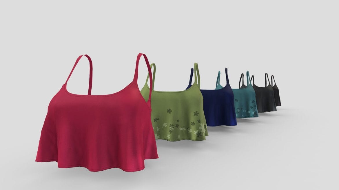 female frill crop top 3d model