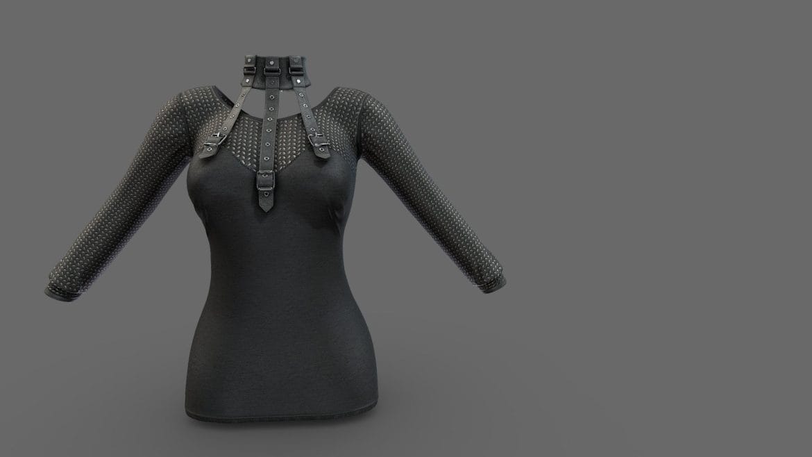 Female Collar Top 3d Model - High-quality female harness collar top 3d model for game characters, showcasing PBR textures and clean topology.