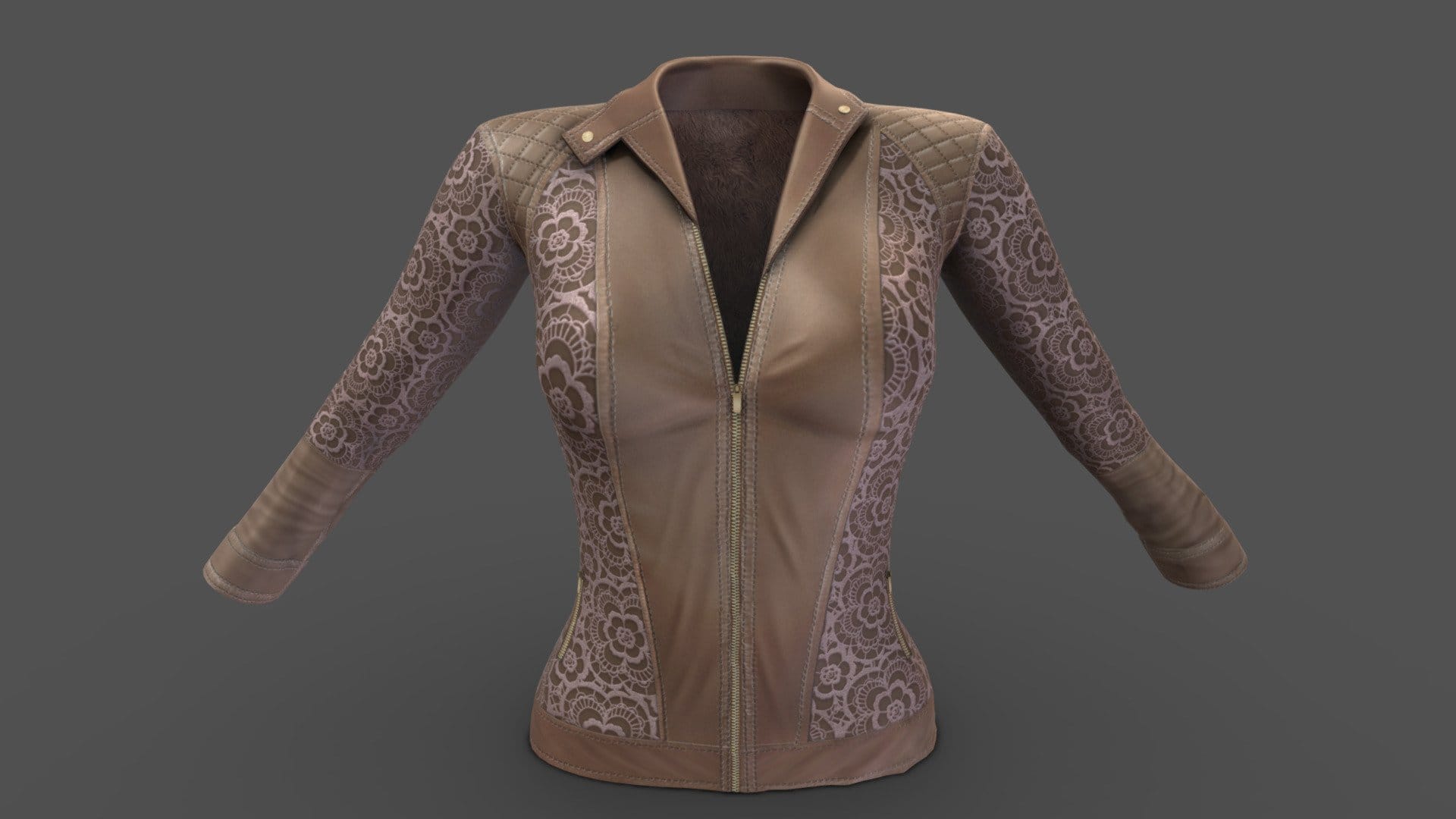 Female Lacework Leather Jacket