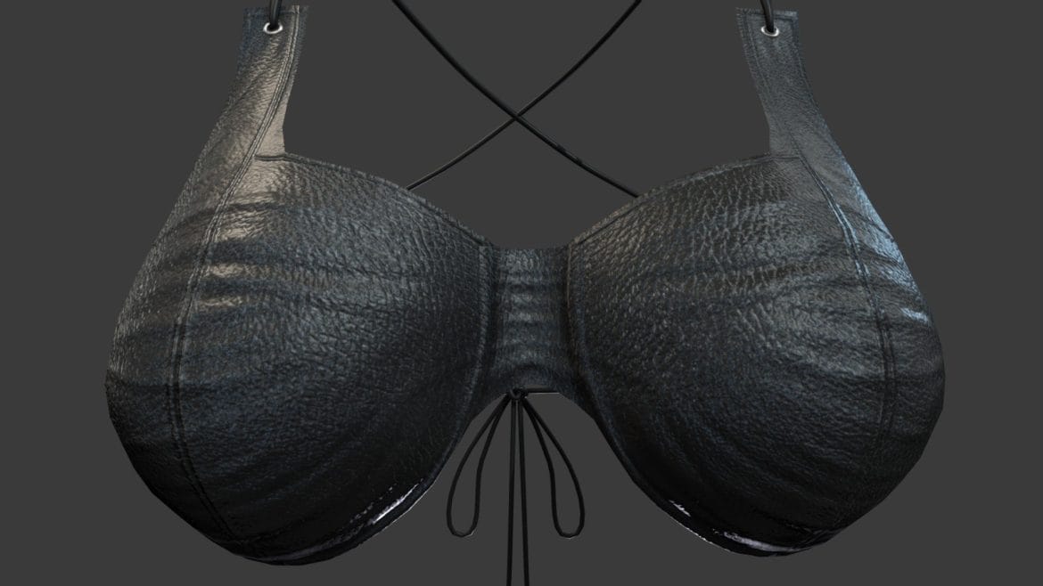 female leather bra biker top 3d model