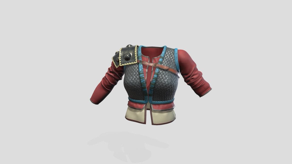 female medieval warrior top 3d model