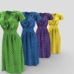 female polka dots retro dress 3d model