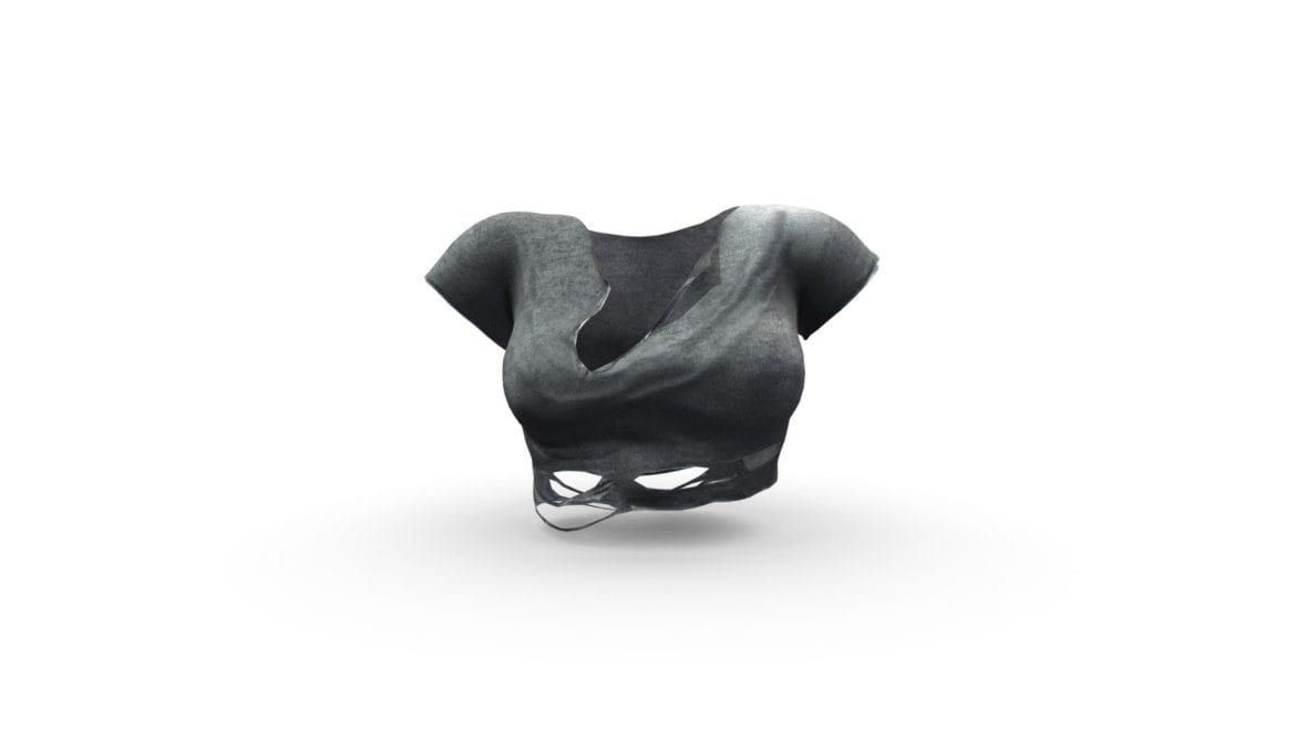 female ripped crop tank top 3d model