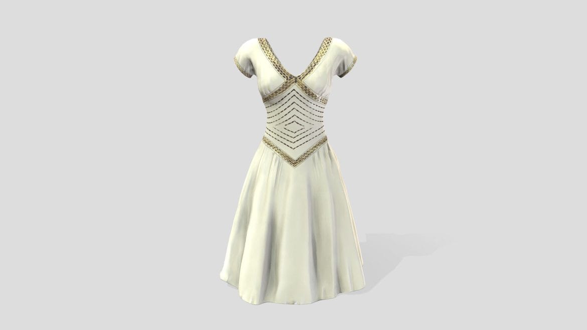 female short sleeve a line skirt dart dress 3d model