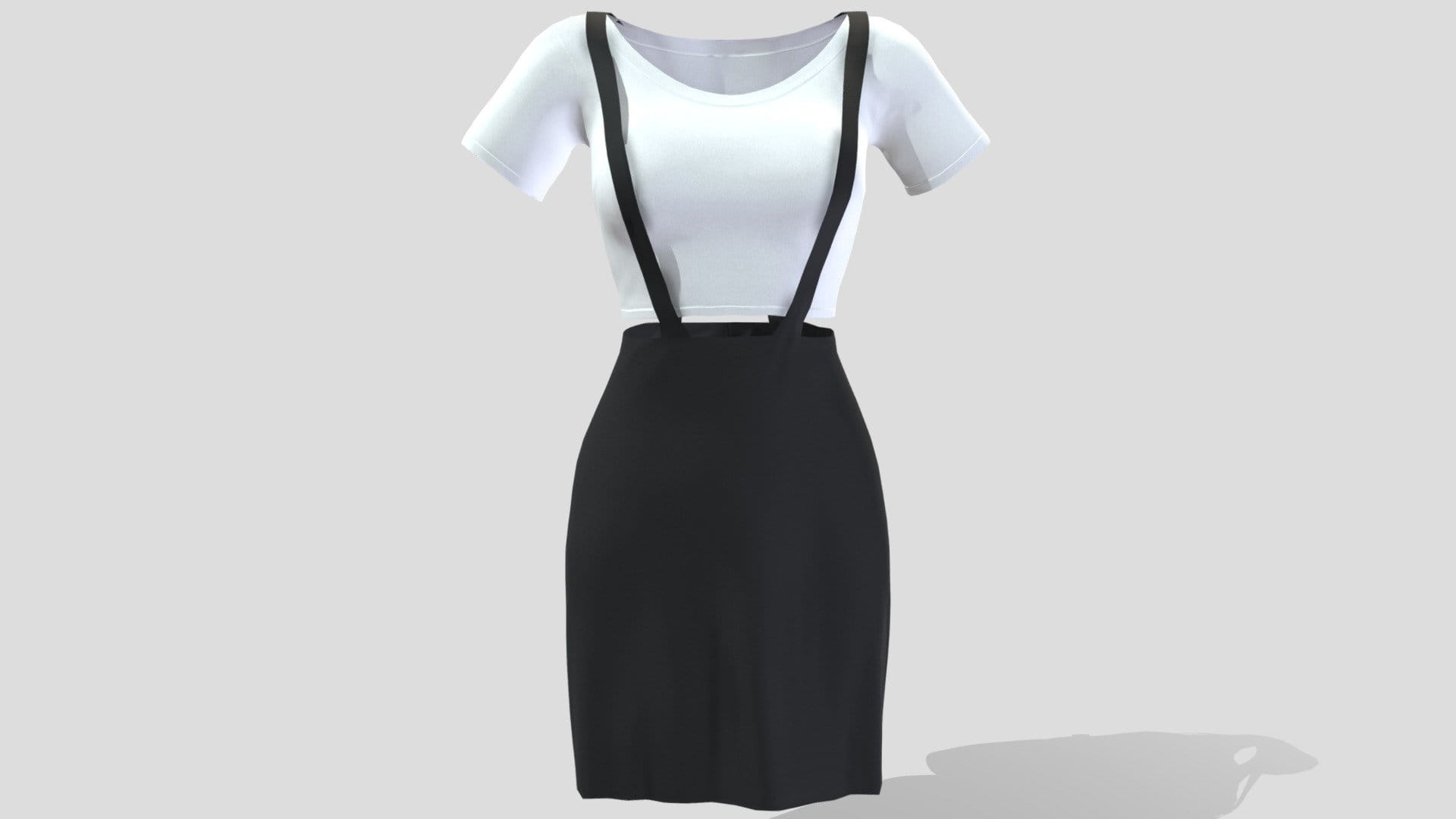 Female Skirt Overall With White Tshirt