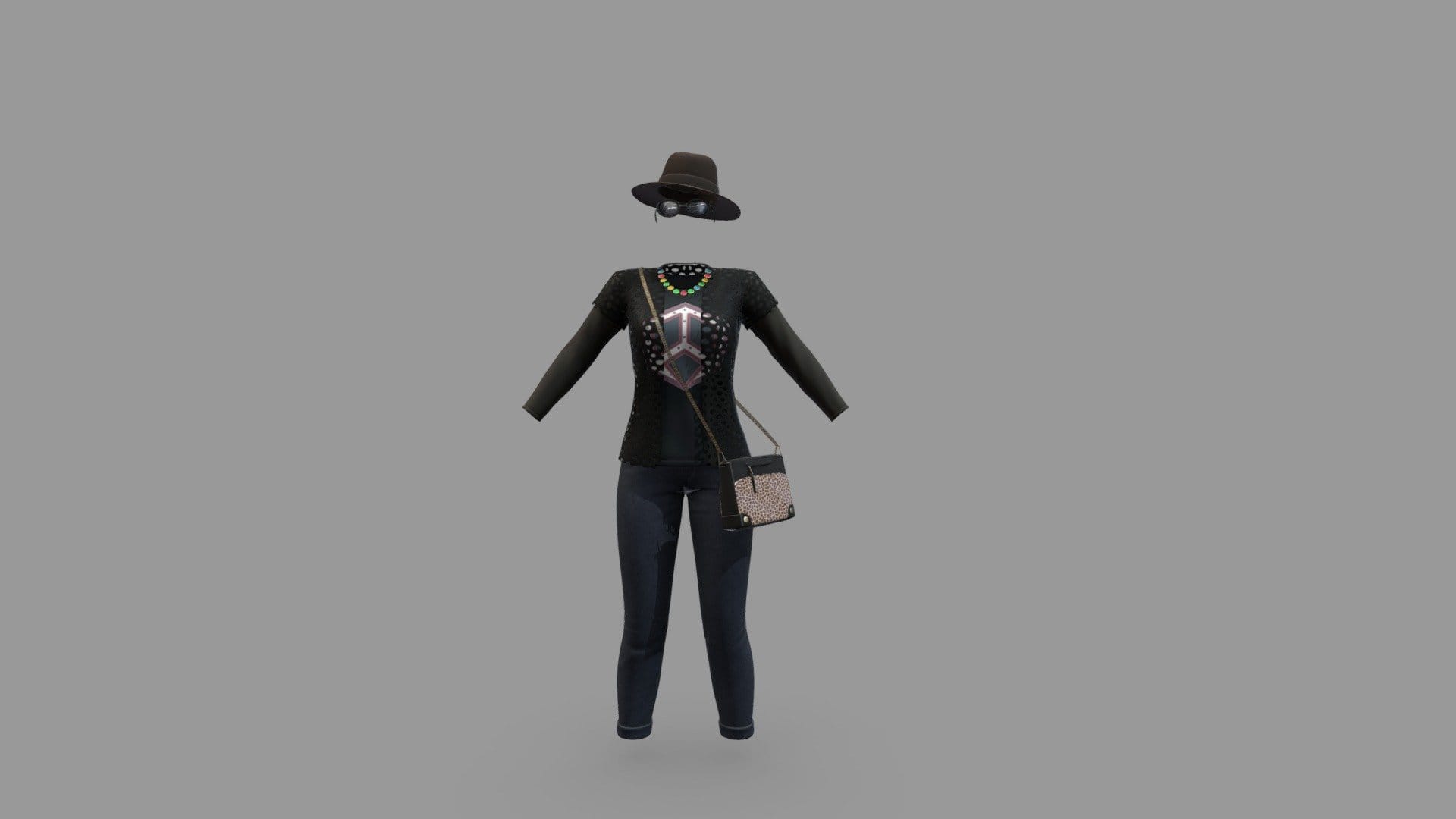 Female Street Fashion Outfit Low Poly