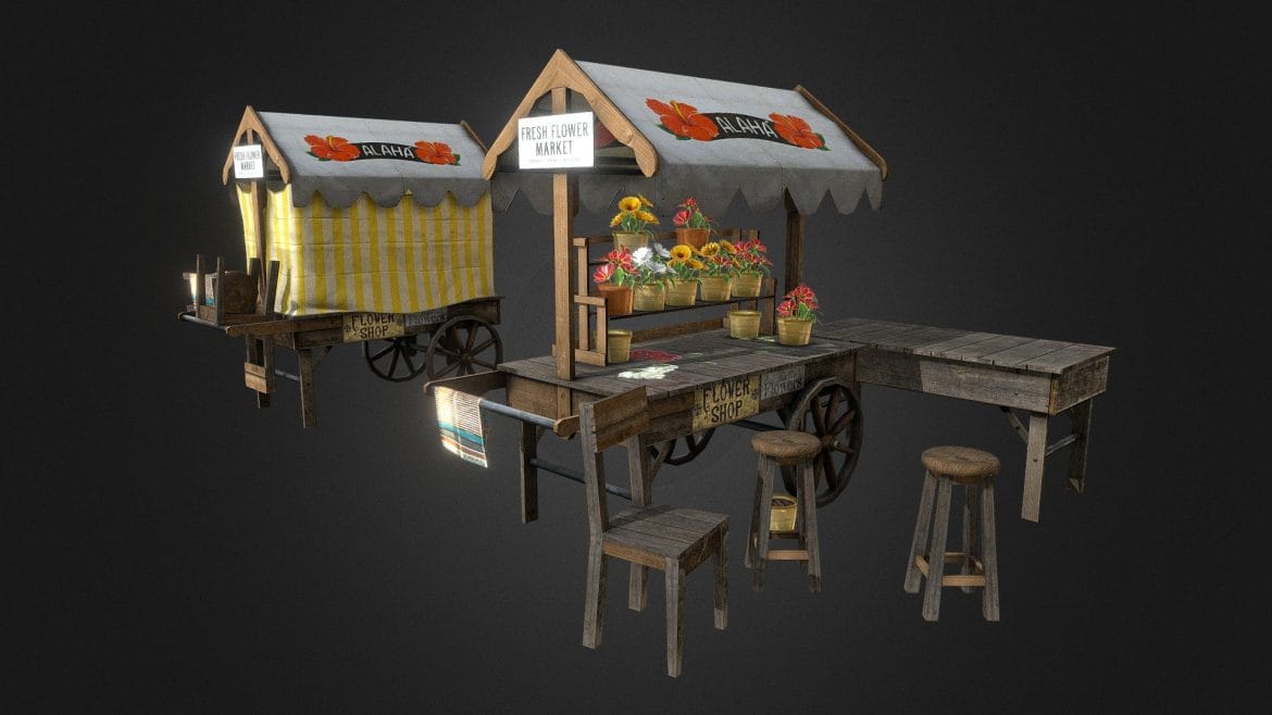 flower cart 3d model