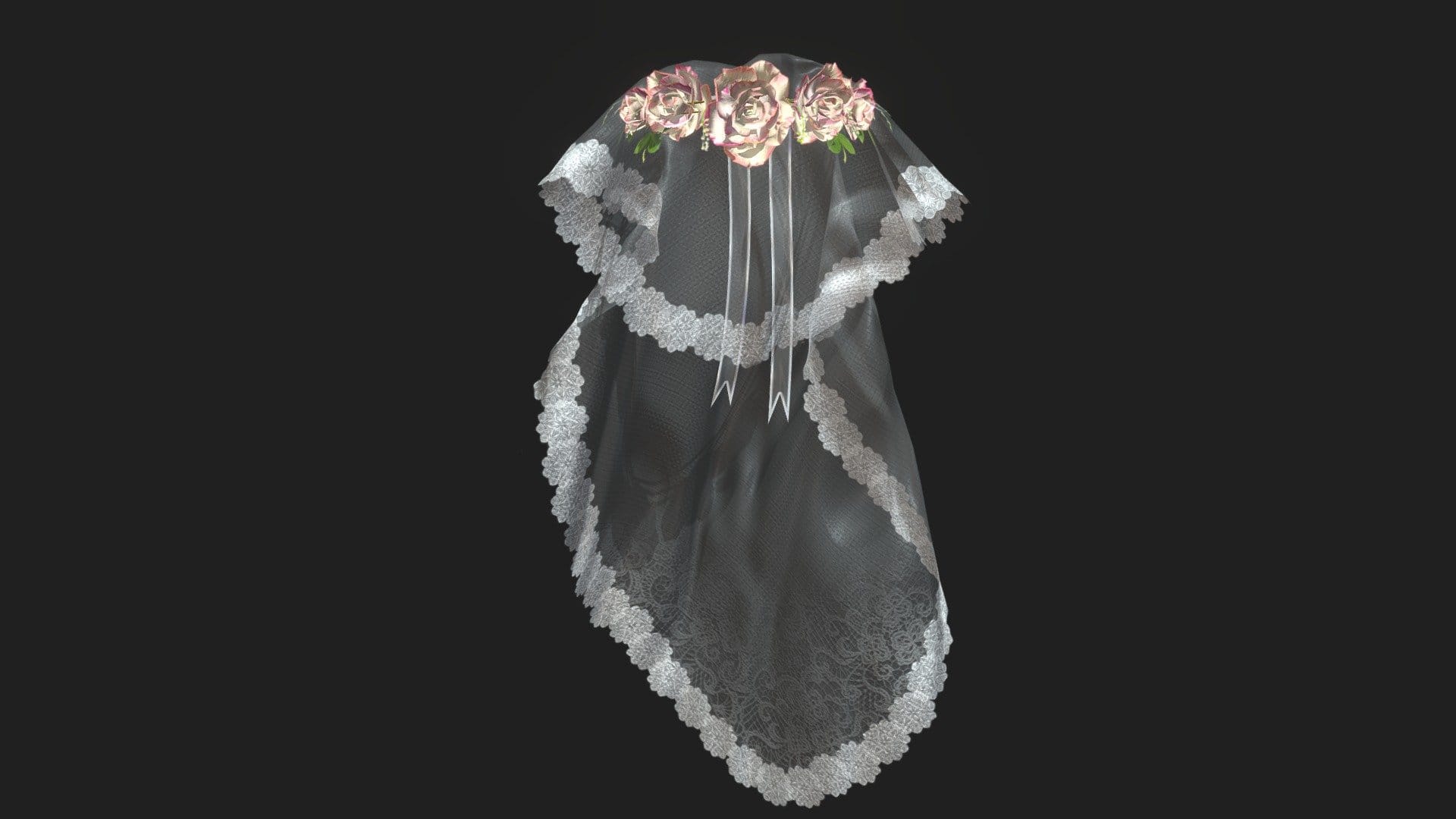 Flower Crown With Wedding Veil