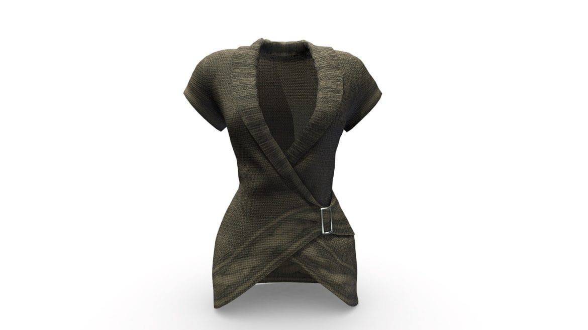 front wrap knitted cardigan dress 3d model