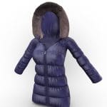 fur trim hoodie padded female winter coat jacket 3d model