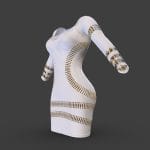 Gold Embossed Midi Shift Dress