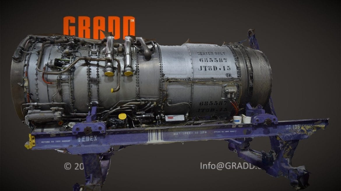 GRADD 3D 3d Model - GRADD 3D Model of Pratt & Whitney JT8D-15 Engine for 737-200