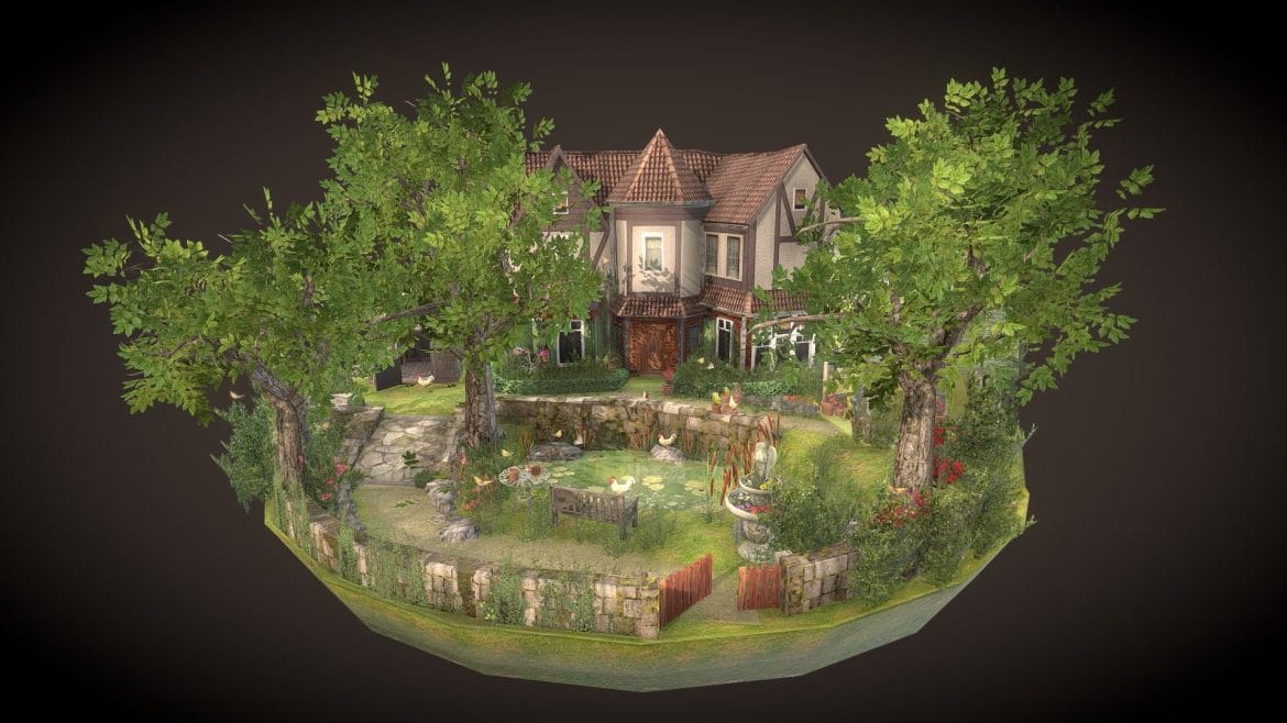grandma garden diorama 3d model
