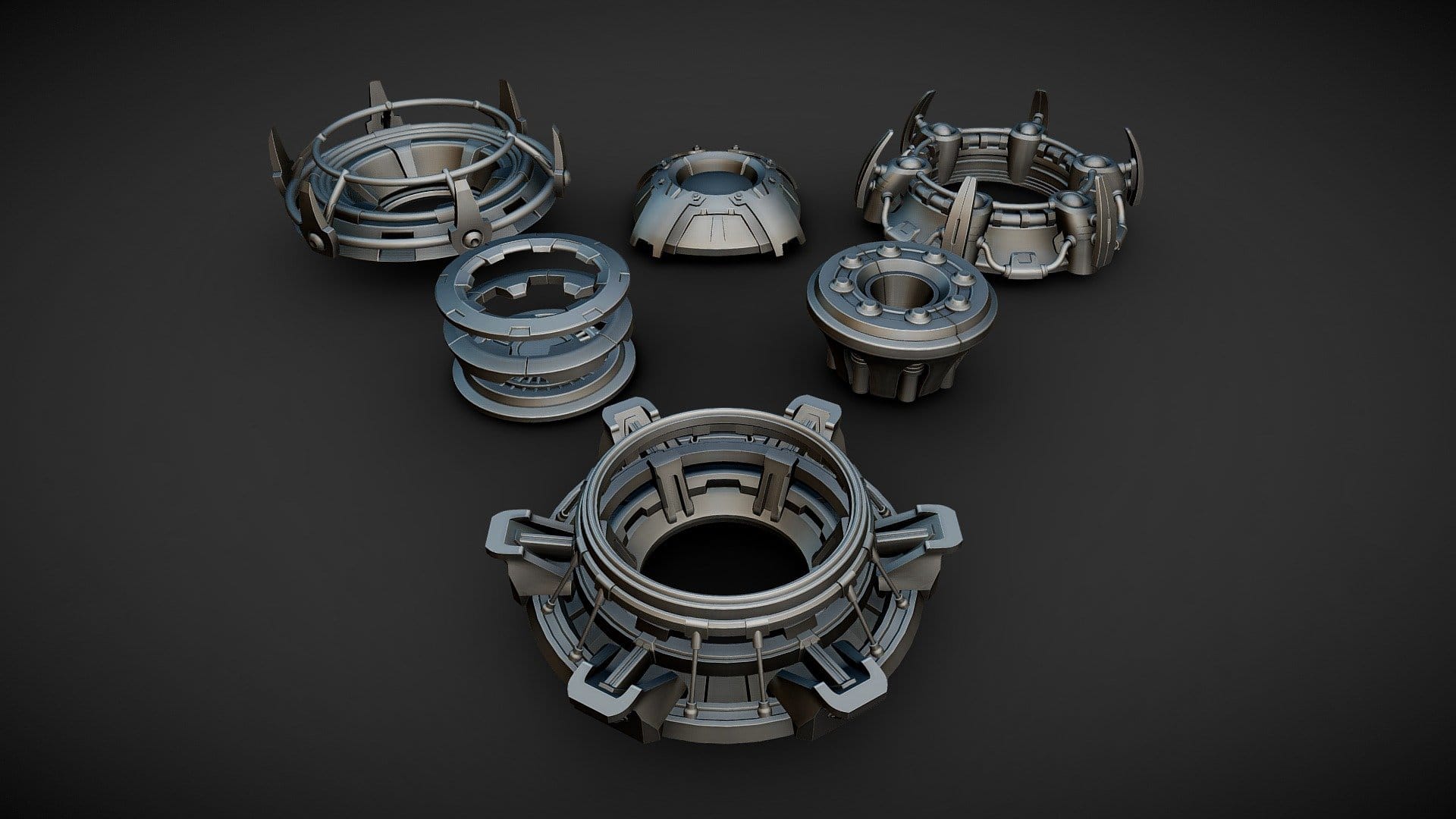 Hard surface ring structures for kitbashing