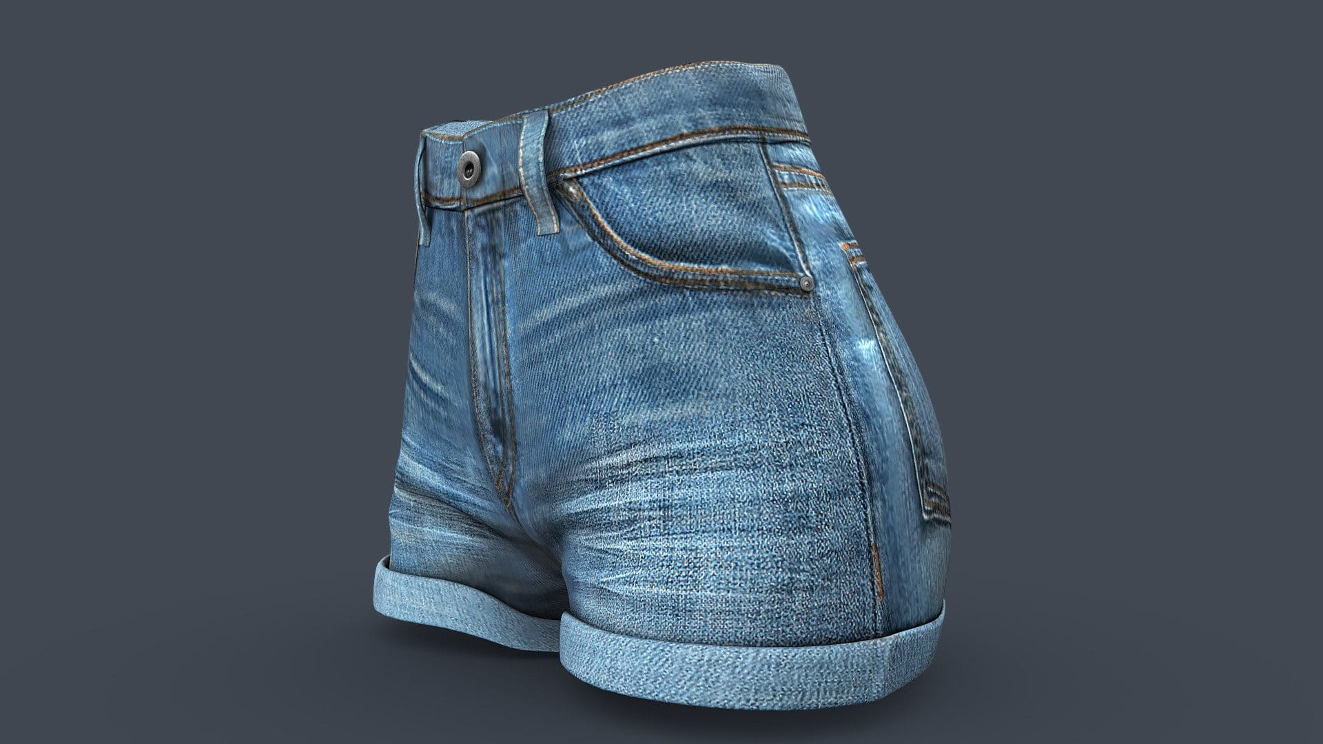 High Waist Rolled Legs Mini Denim Female Shorts