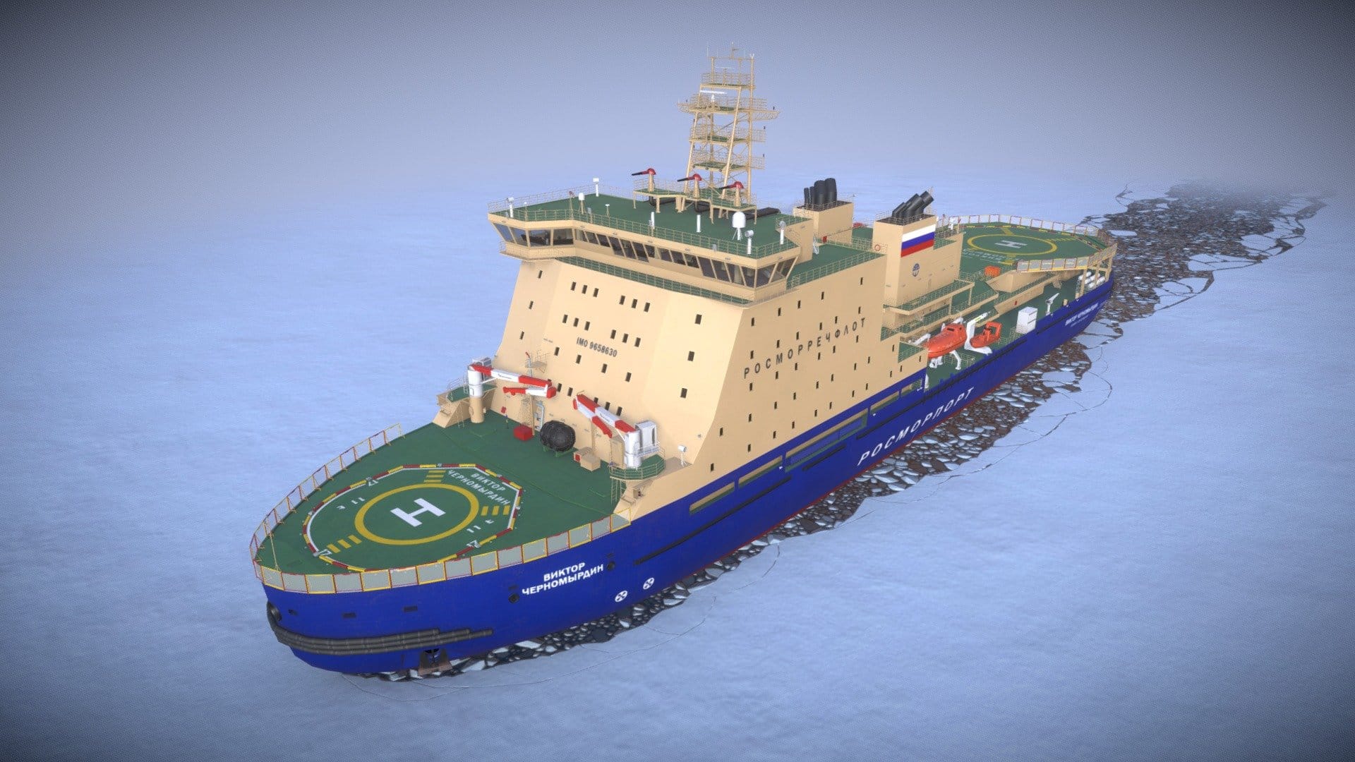 Icebreaker LK-25 Viktor Chernomyrdin Day Scene