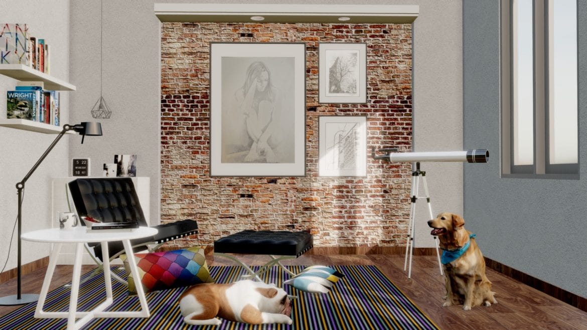 interior living room corner 3d model
