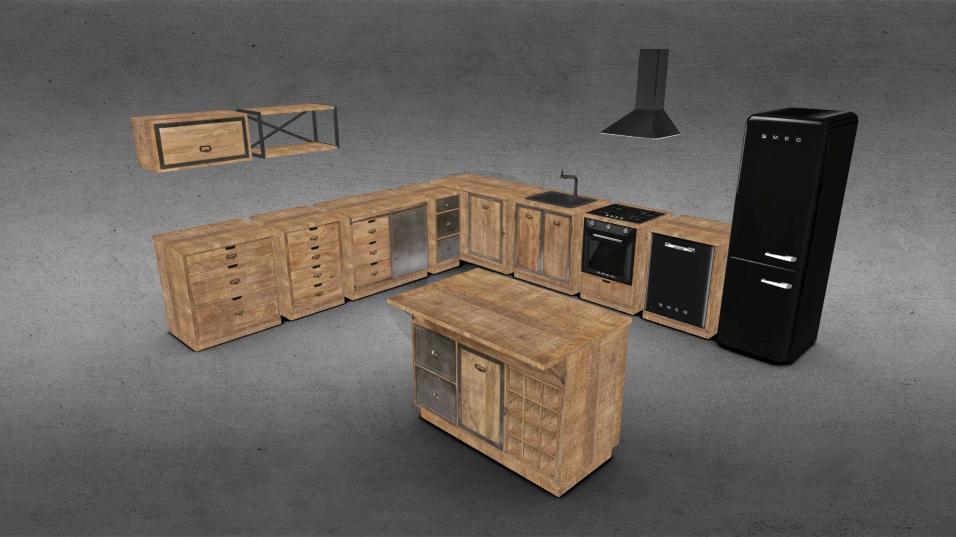 Kitchen cabinets and appliances set