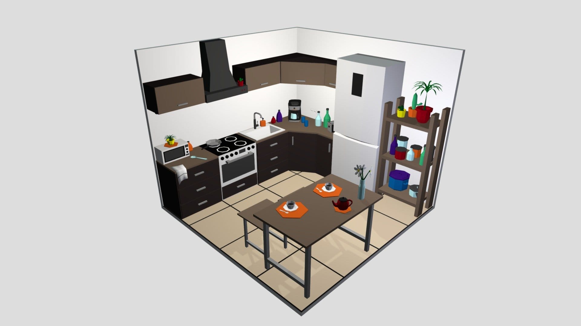 Kitchen Room 5 Low-poly 3D model