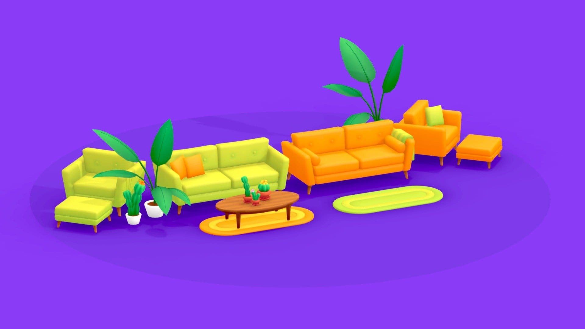 Living Room Furnitures Pack