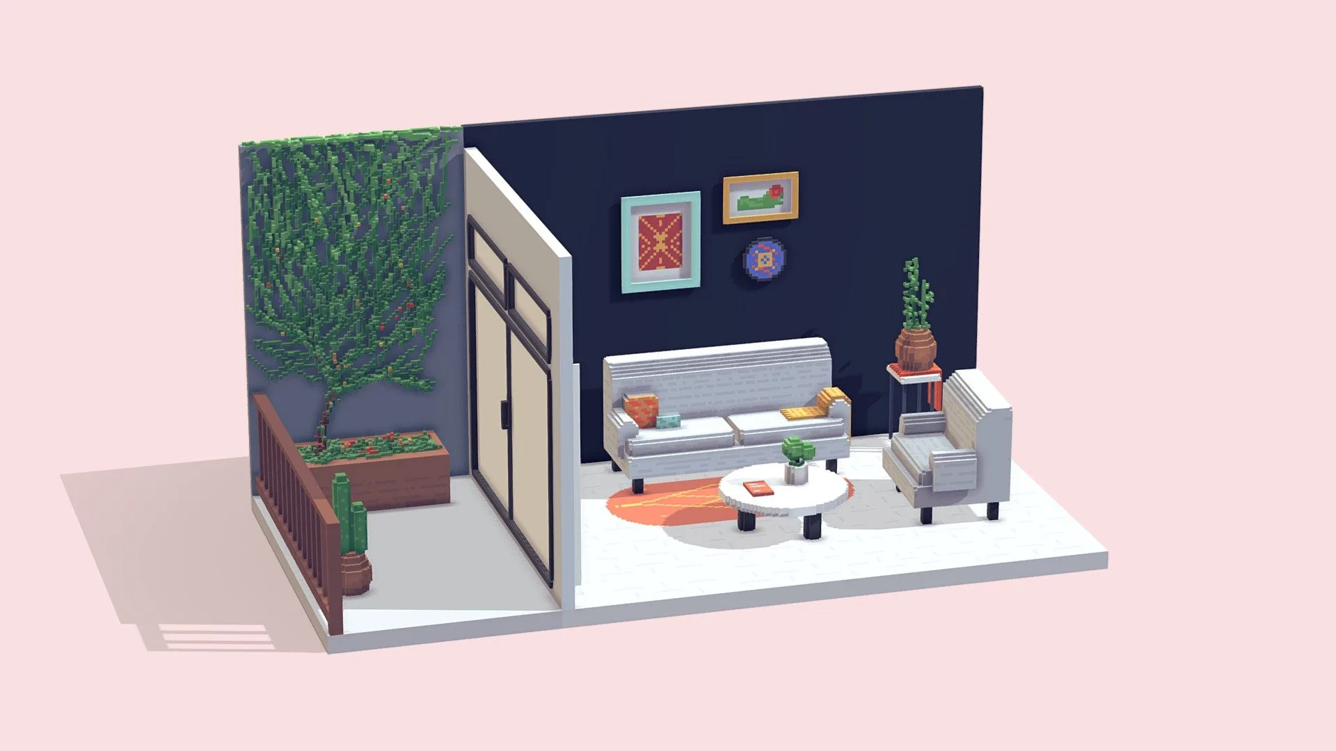 Living Room with Plants