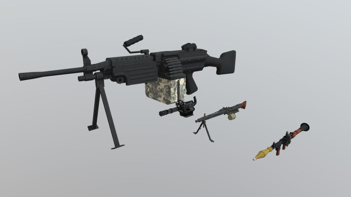 low poly 3d heavy weapons 3d model