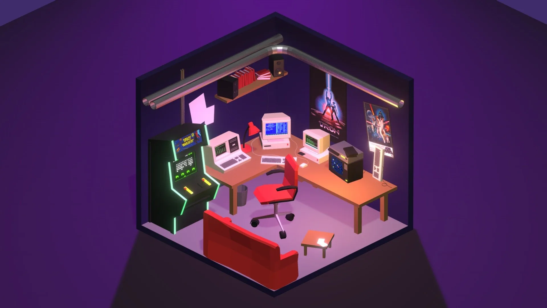 Low Poly 80’s Hacker Room 🕹️